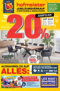 hofmeister Prospekt - Jubiläumsverkauf zusätzlich 20%