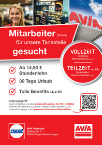 AVIA Servicestation Prospekt - Mitarbeiter gesucht