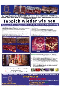 Teppichwäscherei Prospekt - Teppich wieder wie neu