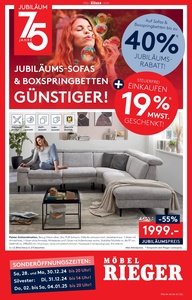 Möbel Rieger Prospekt - Möbel Rieger – Jubiläums-Sofas günstiger!