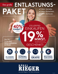 Möbel Rieger Prospekt - Das große Entlastungspaket