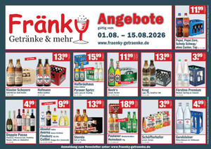 Fränky Getränkemarkt Prospekt - August 01