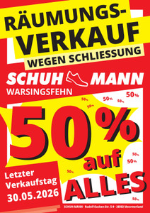 Schuh-Mann Prospekt - Räumungsverkauf wegen Schließung