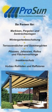 ProSun Emsland Prospekt - ProSun Sonnenschutzanlagen & Bauelemente