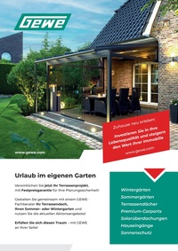 GEWE Selecta Fenster- und Rolladenfabrik Prospekt - Urlaub im eigenen Garten
