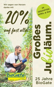 BioMarkt Prospekt - großes Jubioläum - 20% auf alles