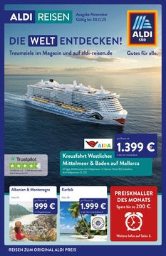 ALDI SÜD Prospekt - Reisen November 2025 - Seite 1