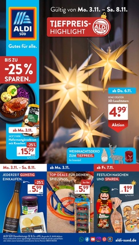 Vorschau des ALDI SÜD Prospekts - Günstige Weihnachtsdeko für ein stimmungsvolles Fest, Seite 1