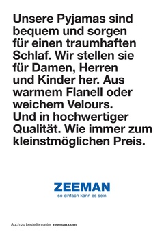 Zeemann Prospekt - Pyjamas für die ganze Familie.