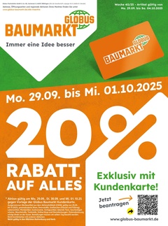 Globus Baumarkt Prospekt - Angebote ab 29.09.
