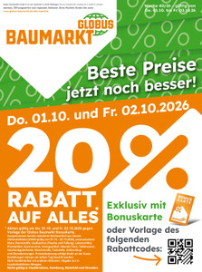 Globus Baumarkt Prospekt - Angebote ab 01.10.