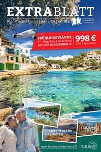 Hauser Reisen Prospekt - Hauser Reisen Extrablatt 72