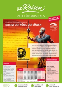 sz-Reisen Prospekt - Musicalreisen 2025 - Zeitungswerbung von sz-Reisen