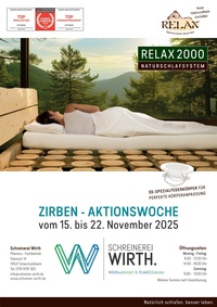 Schreinerei Wirth Prospekt - Zirben-Aktionswochen