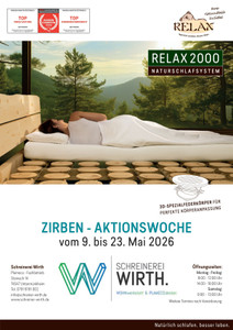Schreinerei Wirth Prospekt - 2026/19 | Schreinerei Wirth Zirbenwoche