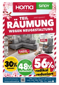 HOMA Wohnwelt Prospekt - Teilräumung wegen Neugestaltung