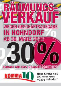 Komma10 Prospekt - Räumungsverkauf