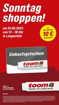 toom Baumarkt Prospekt - Sonntag Shoppen in Langenfeld