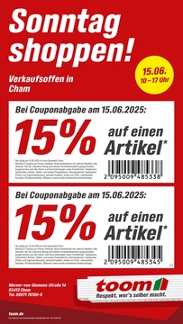 toom Baumarkt Prospekt - Sonntag Shoppen in Cham!