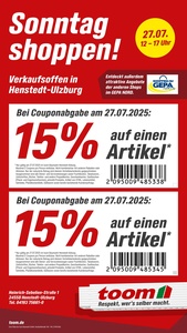 toom Baumarkt Prospekt - Sonntag Shoppen in Henstedt-Ulzburg
