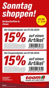 toom Baumarkt Prospekt - Sonntag Shoppen in Zeven!
