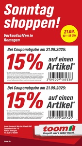 toom Baumarkt Prospekt - Sonntag Shoppen in Remagen!