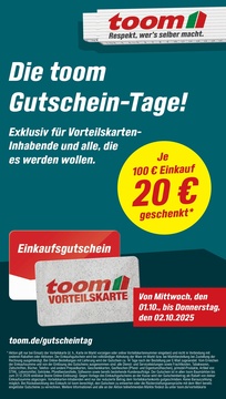 toom Baumarkt Prospekt - Die Toom Gutschein-Tage!