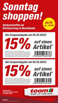toom Baumarkt Prospekt - Sonntag Shoppen in Buxtehude!