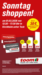 toom Baumarkt Prospekt - Sonntag Shoppen in Kirchheim!