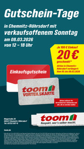 toom Baumarkt Prospekt - Gutschein-Tage in Chemnitz-Röhrsdorf