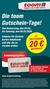 toom Baumarkt Prospekt - Gutschein Tage