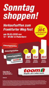 toom Baumarkt Prospekt - Sonntag Shoppen in Padeborn!