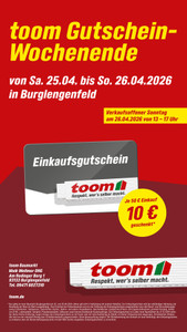 toom Baumarkt Prospekt - Sonntag Shoppen in Burglengenfeld!
