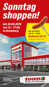 toom Baumarkt Prospekt - Sonntag Shoppen in Rendsburg!