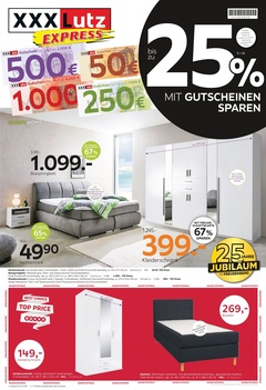 XXXLutz Prospekt - 25% mit Gutscheinen Sparen - Seite 1