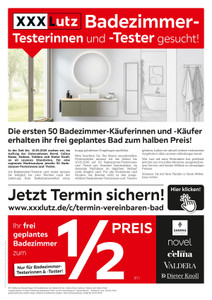 XXXLutz Prospekt - Badezimmer Testerinnen und Tester gesucht!