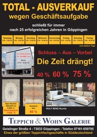 Teppich & WohnGalerie Prospekt - Total-Ausverkauf