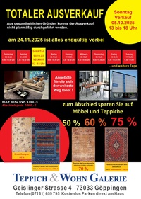 Teppich & WohnGalerie Prospekt - Totaler Ausverkauf
