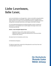 Verlagsbeilage Prospekt - Preiserhöhung