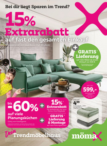 mömax Prospekt - 15% Extrarabatt auf fast den gesamten Einkauf