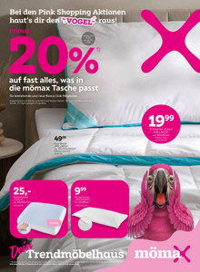 mömax Prospekt - minus 20% auf fast alles, was in die mömax Tasche passt