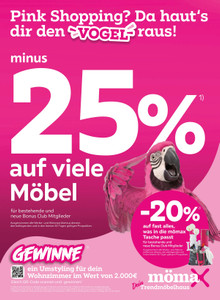 mömax Prospekt - -25% auf viele Möbel für bestehende und neue Bonus Club Mitglieder