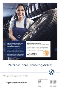 Träger Autohaus Prospekt - Reifen runter. Frühling drauf.