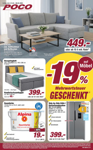 POCO Prospekt - -19% auf Möbel Mehrwertsteuer geschenkt