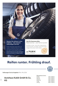 Autohaus Kubik Prospekt - Reifen runter. Frühling drauf.