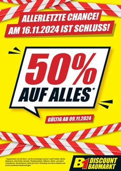 B1 Discount Baumarkt Prospekt - 50% Auf Alles