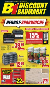 B1 Discount Baumarkt Prospekt - Herbst-Sparwoche