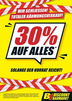 B1 Discount Baumarkt Prospekt - 30% Auf Alles - Seite 1