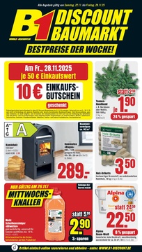 B1 Discount Baumarkt Prospekt - Angebote ab 22.11. - Seite 1