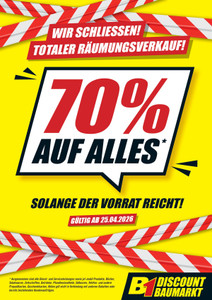 B1 Discount Baumarkt Prospekt - 70% Auf Alles